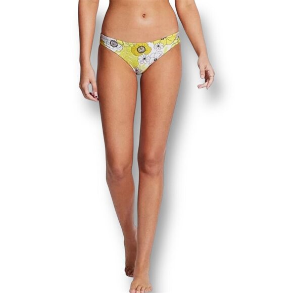 Seafolly US 6 Summer of Love Hipster Bikini Bottom Yellow Floral Swim Wild Lime - Picture 3 of 10